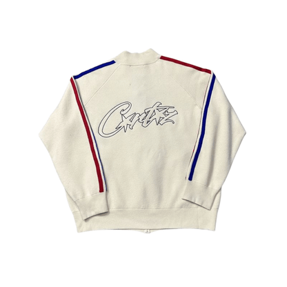 Corteiz Knit Zip Up Fleece Jacket Coats - Cream