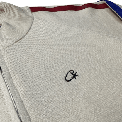 Corteiz Knit Zip Up Fleece Jacket Coats - Cream