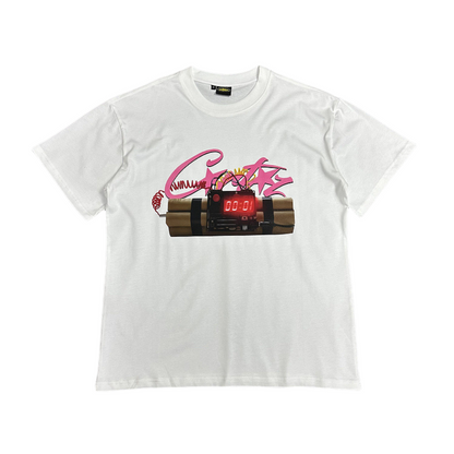 T-shirt à manches courtes Corteiz No Time 4 Luv Tee Timebomb - BLANC/ROSE