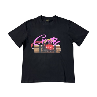 Corteiz No Time 4 Luv Tee Timebomb Short Sleeve T-shirt - BLACK/PINK