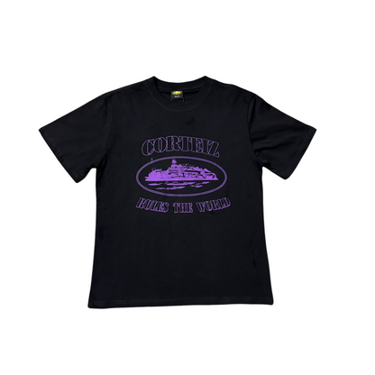 Corteiz OG Alcatraz Rules The World Tee Short Sleeve T-shirt - Black/Purple - Hipstersbuy