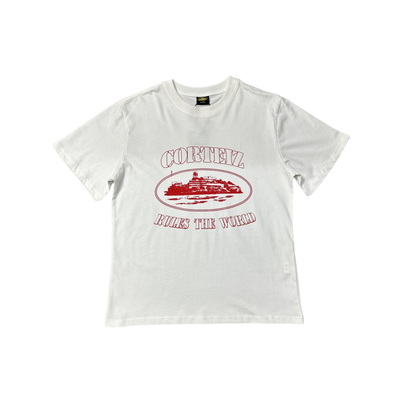 Corteiz OG Alcatraz Rules The World Tee Short Sleeve T-shirt - White/Red - Hipstersbuy