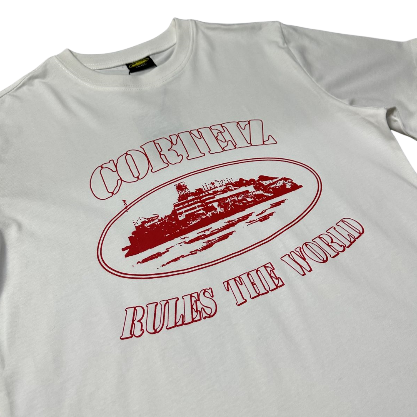 Corteiz OG Alcatraz Rules The World Tee Short Sleeve T-shirt - White/Red - Hipstersbuy