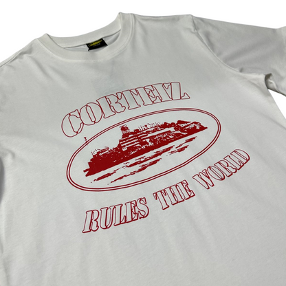 Corteiz OG Alcatraz Rules The World Tee Short Sleeve T-shirt - White/Purple - Hipstersbuy