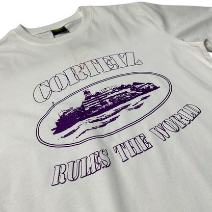 Corteiz OG Alcatraz Rules The World Tee Short Sleeve T-shirt - White/Red - Hipstersbuy