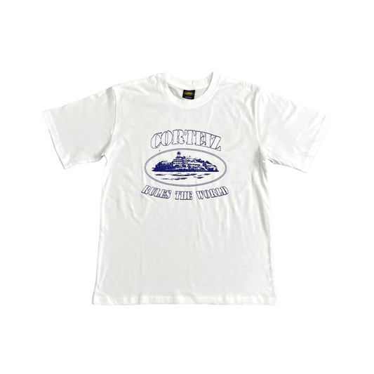 Corteiz OG Alcatraz Tee Short sleeve T-shirt - WHITE/NAVY BLUE - Hipstersbuy