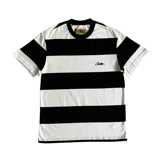 Corteiz RTW Striped Tee Patchwork Embroidered Short Sleeves T-Shirt - Black