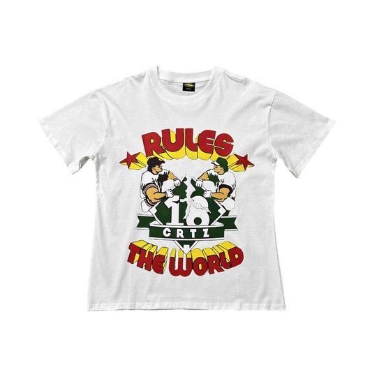 T-shirt de baseball Corteiz Rtw Rules The World à manches courtes - Blanc