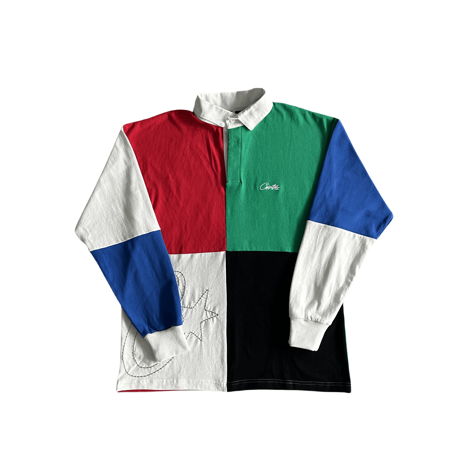 Corteiz Rugby Color Block Polo Long Sleeve Tee Shirt - Hipstersbuy