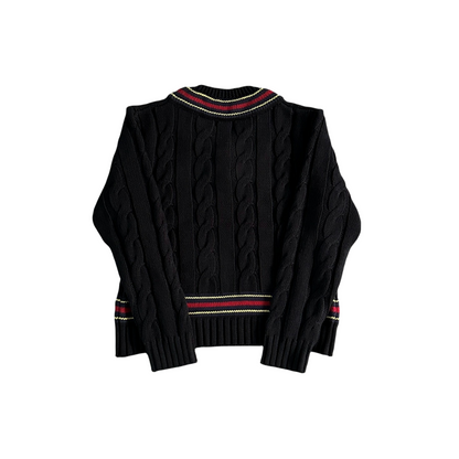 Corteiz V-neck Wimbledon Knit Sweater - Black