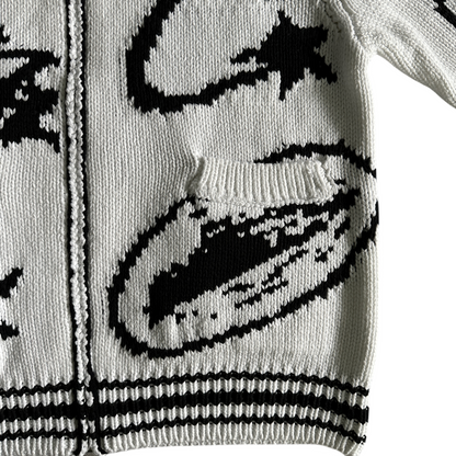 Corteiz VVS Heavy Knit Jacquard Sweater Zip-up Jacket - WHITE