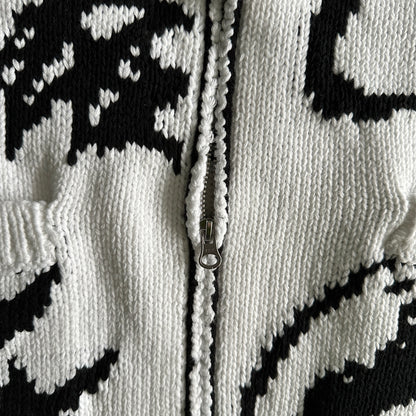 Veste zippée en pull jacquard en maille épaisse Corteiz VVS - BLANC