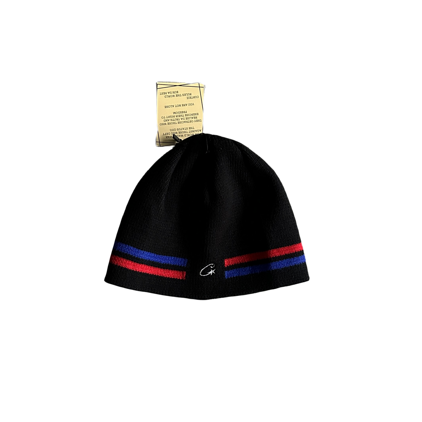 Corteiz VVS Knit Stripe Beanie Knitting Warm Cap Cold Hat - Black