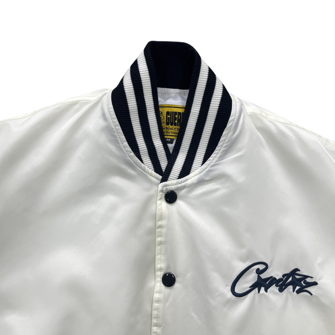 Corteiz Varsity Bomber Stadium Jacket - White - Hipstersbuy