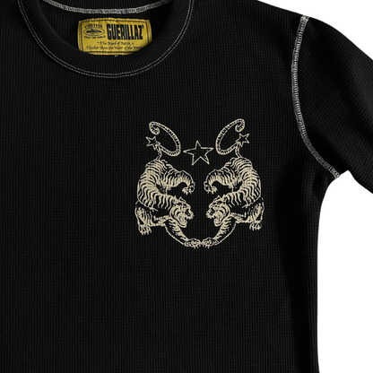 T-shirt à manches longues Corteiz Waffle Tiger Stars - Noir