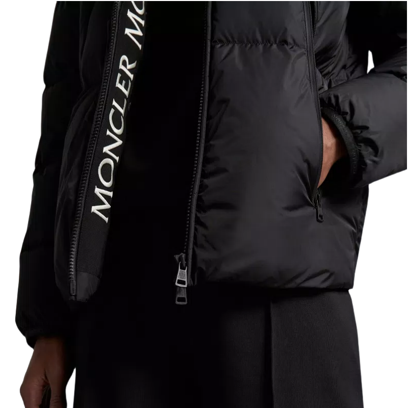 MONCLER Zip-up Short Down Puffer Jacket - Black