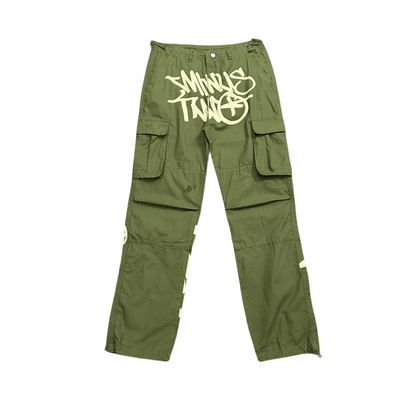 Minus Two Pantalon cargo Y2K Streetwear Salopette Jeans Pantalon de jogging long - Vert