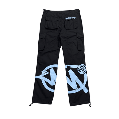 Minus Two Cargo Pants Y2K Streetwear Overalls Jeans Long Joggers Women's Men's Trousers - Black/Blue