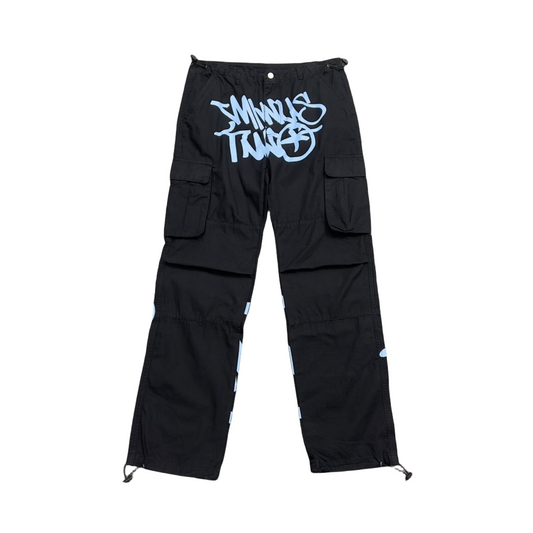 Minus Two Pantalon Cargo Y2K Streetwear Salopette Jeans Long Joggers Pantalon Femme Homme - Noir/Bleu