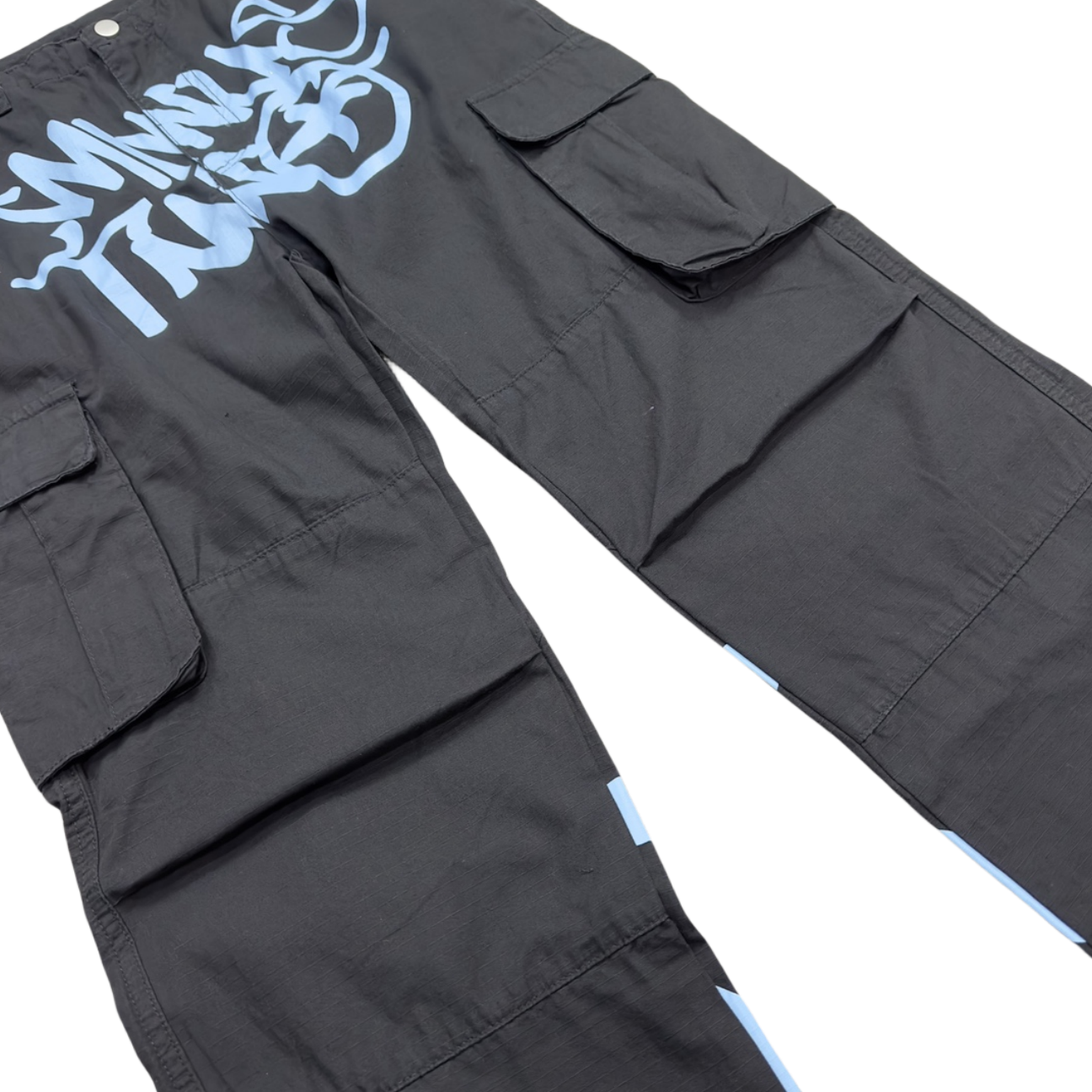 Minus Two Cargo Pants Y2K Streetwear Overalls Jeans Long Joggers Women's Men's Trousers - Black/Blue