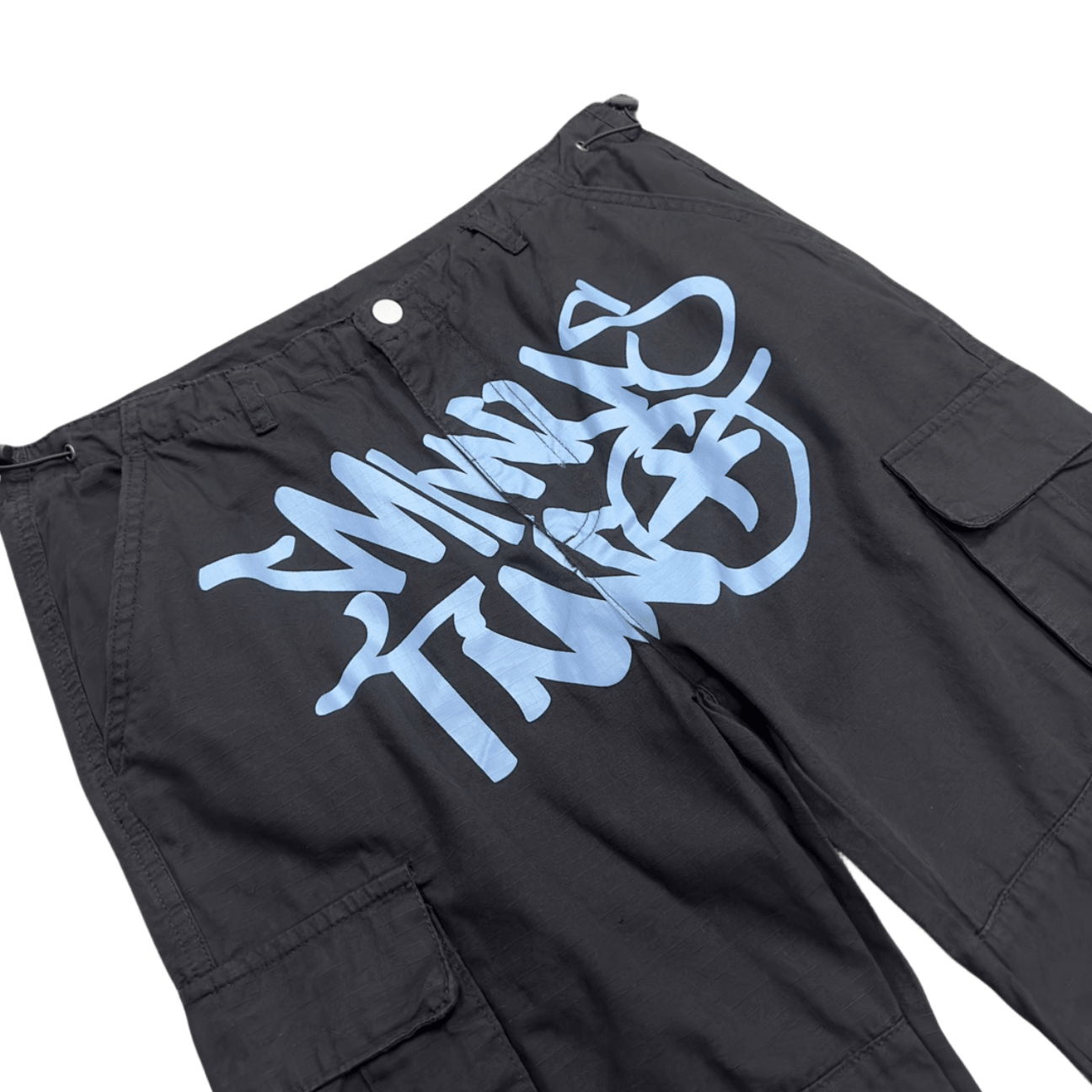 Minus Two Pantalon Cargo Y2K Streetwear Salopette Jeans Long Joggers Pantalon Femme Homme - Noir/Bleu