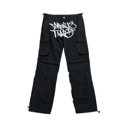 Minus Two Pantalon Cargo Y2K Streetwear Salopette Jeans Long Joggers Pantalon Femme Homme - Noir/Rose