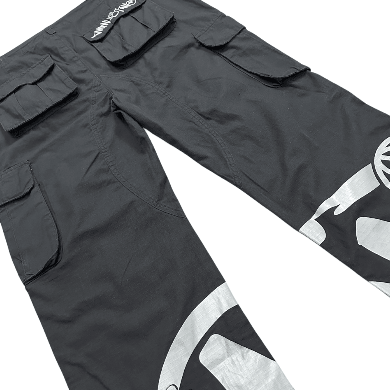 Minus Two Pantalon Cargo Y2K Streetwear Salopette Jeans Long Joggers Pantalon Femme Homme - Noir/Gris