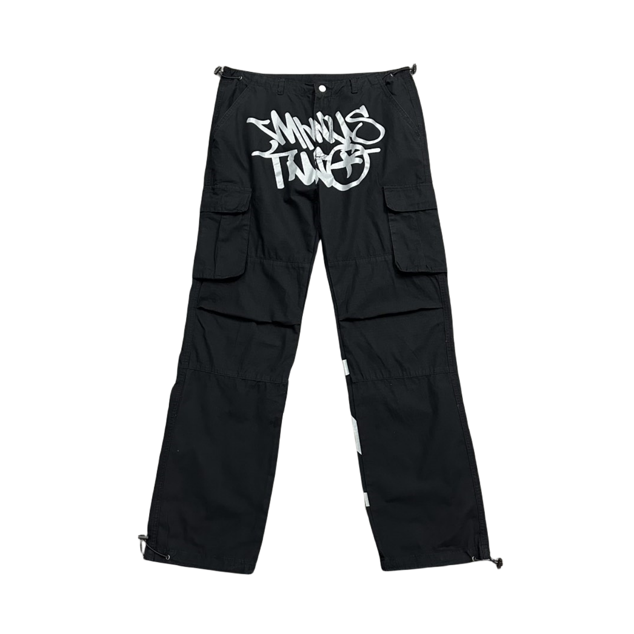 Minus Two Cargo Pants Y2K Streetwear Overalls Jeans Long Joggers Women's Men's Trousers - Black/Grey