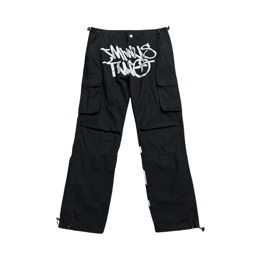 Minus Two Pantalon Cargo Y2K Streetwear Salopette Jeans Long Joggers Pantalon Femme Homme - Noir/Gris