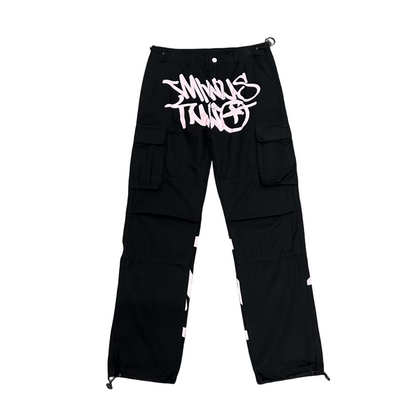 Minus Two Cargo Pants Y2K Streetwear Overalls Jeans Long Joggers Women's Men's Trousers - Black/Grey