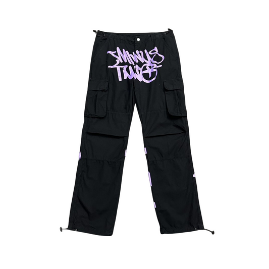 Minus Two Pantalon Cargo Y2K Streetwear Salopette Jeans Long Joggers Pantalon Femme Homme - Noir/Violet