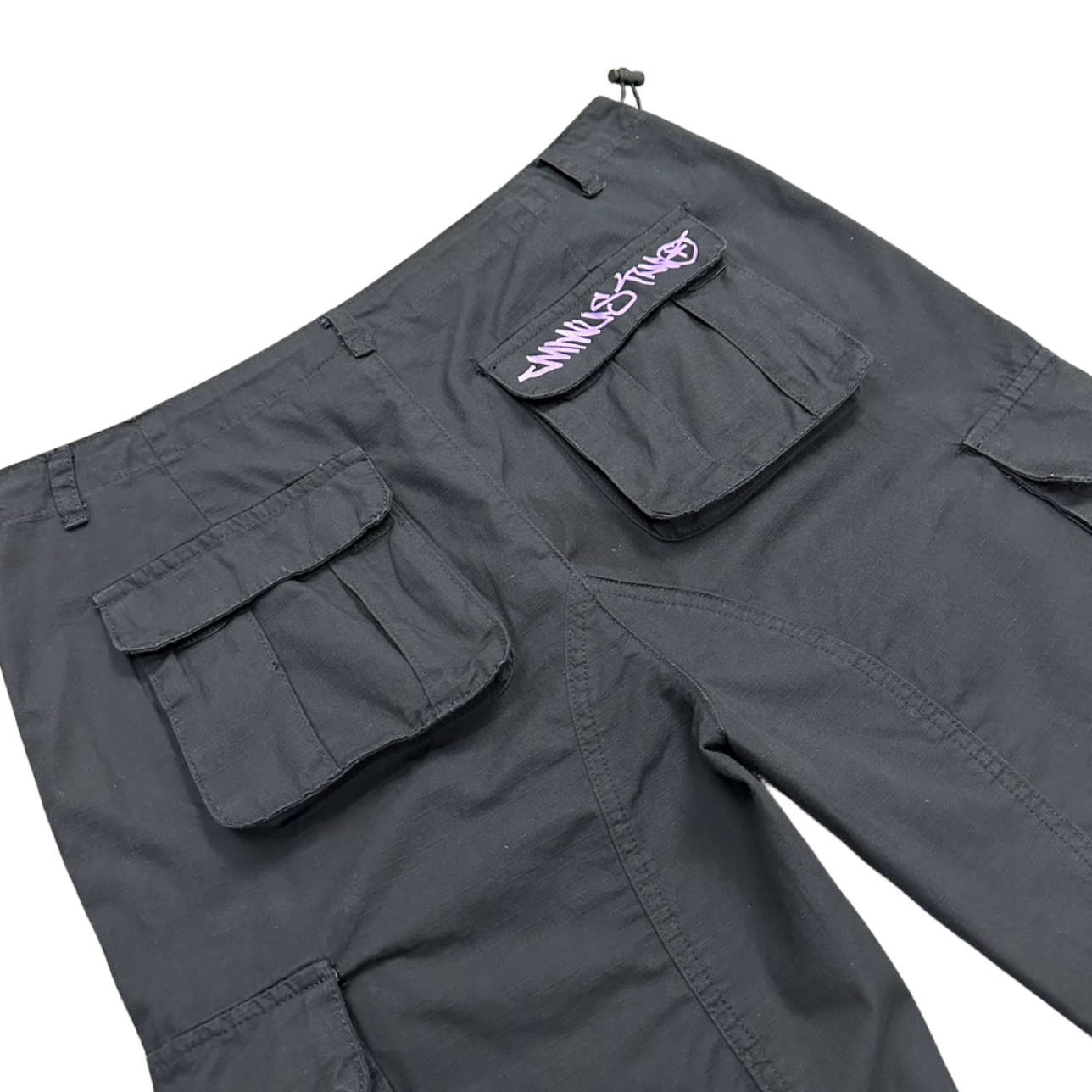 Minus Two Cargo Pants Y2K Streetwear Overalls Jeans Long Joggers Women's Men's Trousers - Black/Purple