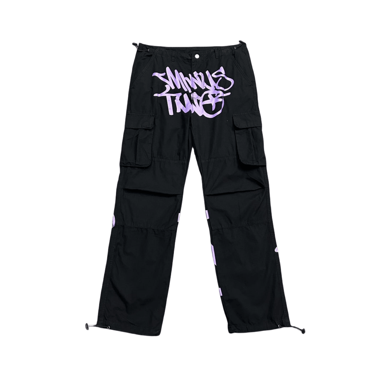 Minus Two Cargo Pants Y2K Streetwear Overalls Jeans Long Joggers Women's Men's Trousers - Black/Grey