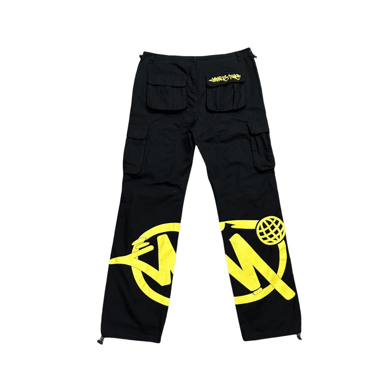 Minus Two Cargo Pants Y2K Streetwear Overalls Jeans Long Joggers Women's Men's Trousers - Black/Yellow