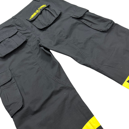 Minus Two Cargo Pants Y2K Streetwear Overalls Jeans Long Joggers Women's Men's Trousers - Black/Yellow