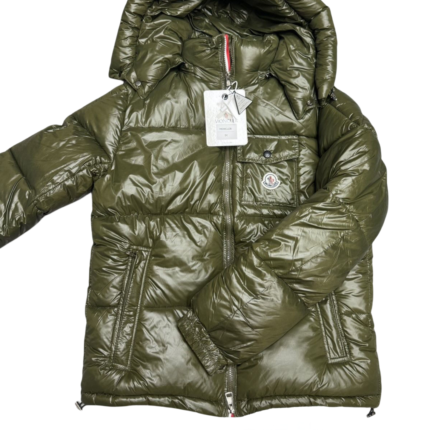Moncler Montbeliard Hooded Down Jacket High-shine Padded Puffer Jacket - GREEN