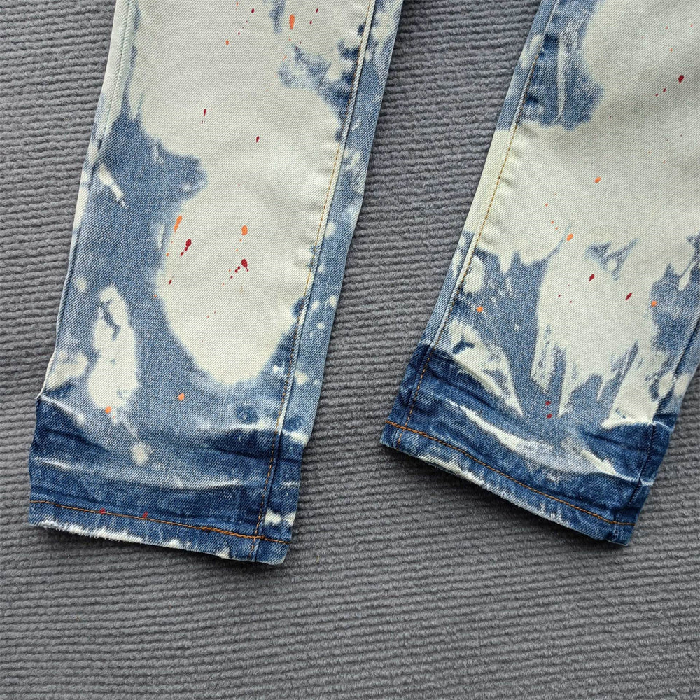 Purple Brand Jeans Wash High Street American Men Label Tinted Blue Repair Low Raise Skinny Denim Pants