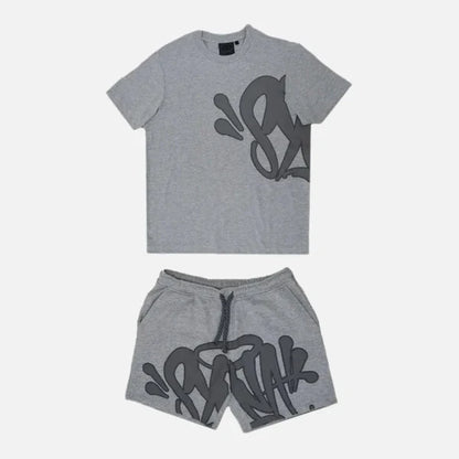 Syna Men's Grey T-shirt SYNAWORLD T-SHIRT & SHORTS SY LOGO SET