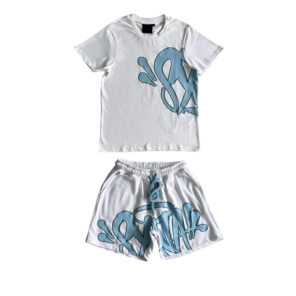 Syna Ensemble T-Shirt Et Short Synaworld Summer Short Shirt Twin Set - Blanc/Bleu