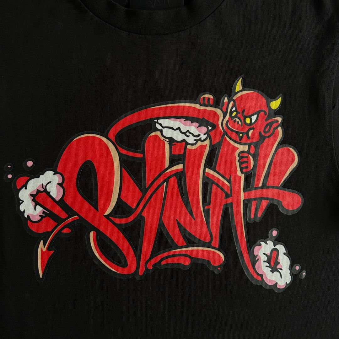 Syna World Devil Tee Round Neck Pullover Short Sleeve T-shirt - Black