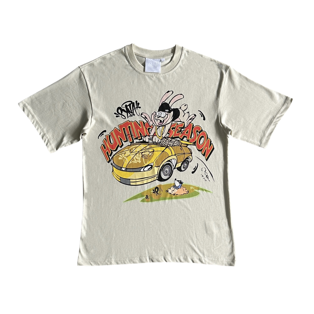 Syna World Hunting Season Tee Round Neck Pullover Short Sleeve T-shirt - Beige - Hipstersbuy