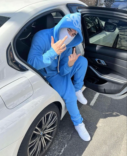 Syna World Men's Hoodies Sweatshirts And Pants Tracksuits - BLUE