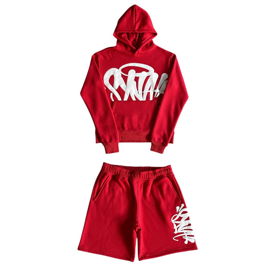 Syna World Team Hood Twinset Suit Hoodie And Pants Tracksuit - Red/White
