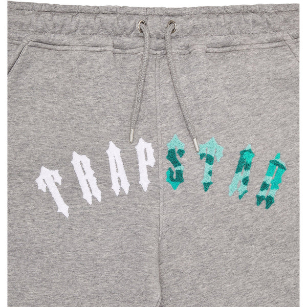 TRAPSTAR IRONGATE CHENILLE ARCH HOODED TRACKSUIT - GREY With SEA BLUE