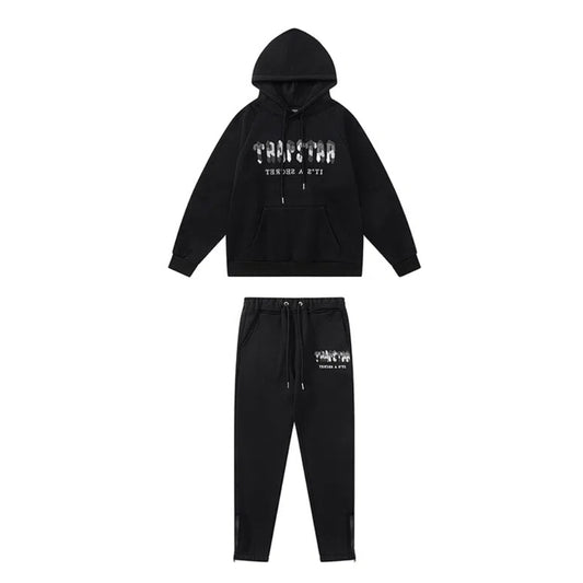 Trapstar Chenille Camo Decoded Hooded Anniversary Tracksuit - BLACK