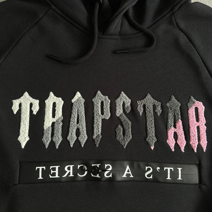 Trapstar Chenille Decoded Hoodie Short Set - BLACK/PINK