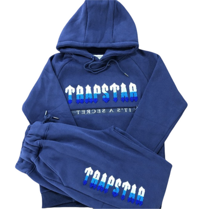 Trapstar Chenille Decoded 2.0 Tracksuit Streetwear Hoodie And Pants Set - Blue/Ice blue