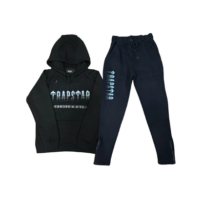 Trapstar Chenille Decoded 2.0 Tracksuit Streetwear Hoodie And Pants Set - Black/Red