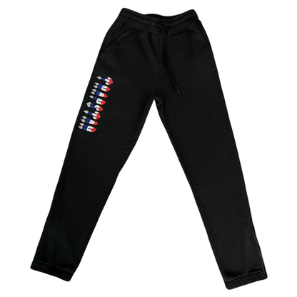 Trapstar Chenille Decoded 2.0 Survêtement Streetwear Ensemble Sweat À Capuche Et Pantalon - Noir/Rouge