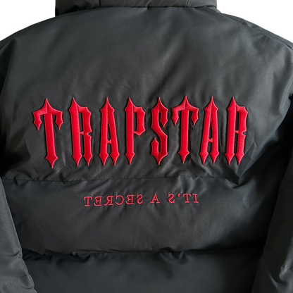 Trapstar Decoded Hooded Puffer Jacket 2.0 Infrared Edition- Black/Red